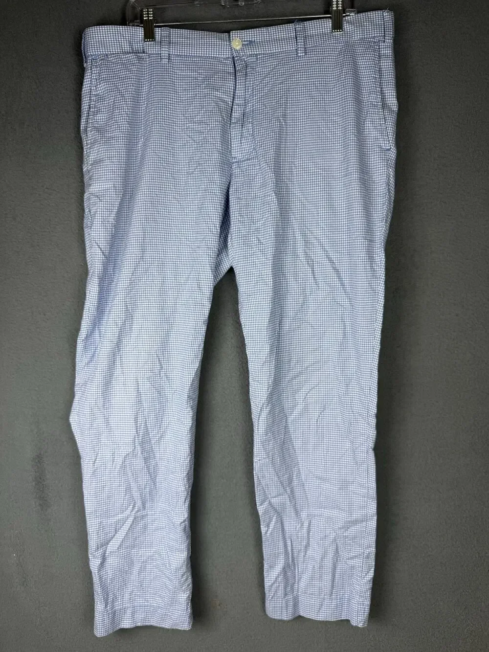 Polo Ralph Lauren Pants Mens 36x30 Blue Plaid Straight Cotton Trousers Pockets